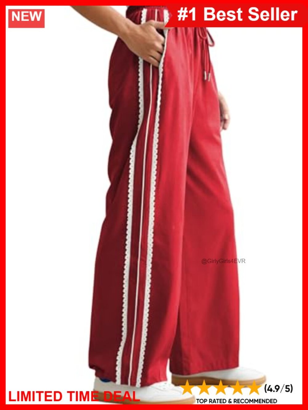 Wide Leg Track Palazzo Pants Nylon Spandex Drawstring Pockets